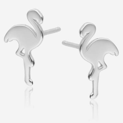 Flamingo Oorbellen - Zilveren flamingo-oorbellen - Zilver Oorbellen flamingo - Amona Jewelry