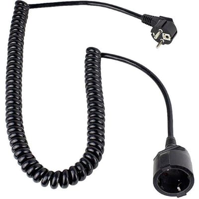 AS Schwabe 70425 Stroom Verlengkabel Zwart 4 m H05VV-F 3G 1,5 mm² Spiraalkabel
