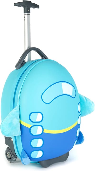 Kindertrolley - vliegtuig - handbagage - lichtgewicht - duurzame hardcase - 17L - kinderkoffer met wieltjes - verstelbare handgreep