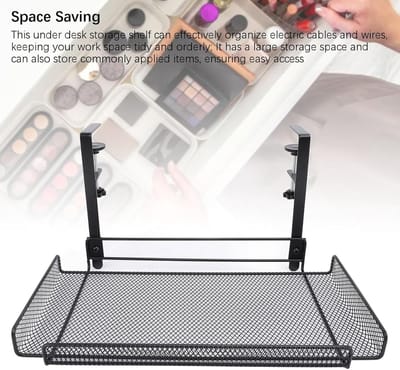 Klem op Opbergplankmand Draadrouter Stekkerdoosorganizer - Bureaukabelbeheerlade met Klem - Ideaal voor Gamingbureau Kantoor Thuis Onder Bureau - Zwart