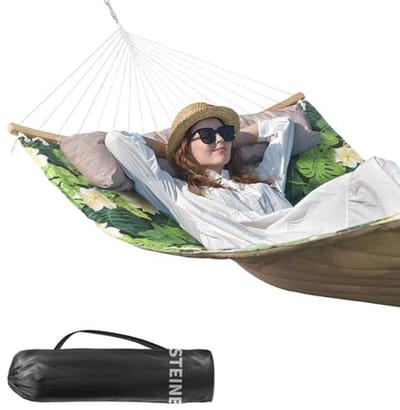 Comfortabele 2-Persoons Hangmat voor Buiten - 11 FT met Kussen en Opvouwbare Spreidstang