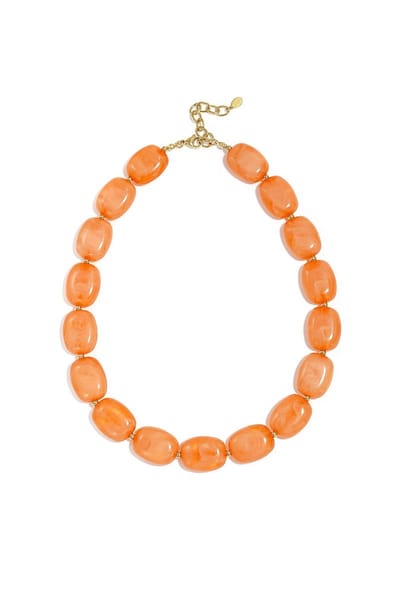 Bijoutheek Collier Kralen Grof Ovaal Orange