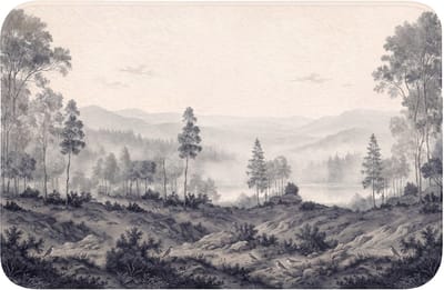 Badmat 60x40 cm - Antislip - Mistig - Berglandschap - Illustratie - Badmatten voor badkamer - Badkamermat - Douchemat - Badkamer mat