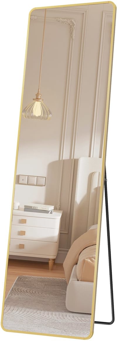 SONGMICS - Spiegel - Spiegel staand - Rechthoekig - Aluminium Frame - Voor Slaapkamer Woonkamer Garderobe