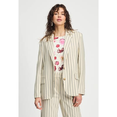 POM Amsterdam Blazer - Striped Cream Beige Maat: 34 | Lichte Jassen Outlet | Dames | Beige