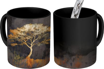 Magische Mok - Foto op Warmte Mokken - Koffiemok - Boom - Schilderij - Goud - Abstract - Magic Mok - Beker - 350 ML - Theemok