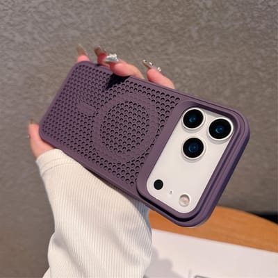 Warmteafvoerende Mesh voor Magsafe Draadloze Oplaadcase voor iPhone 17 16 15 14 Plus 13 12 Pro Max 17 Air Ademende Harde Cover iPhone17 Pro Max