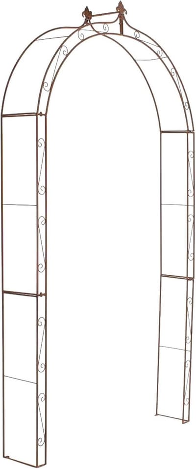 Rozenboog IJzer - Klimsteun Tuin - Planten Ondersteunen - Landelijke Stijl - 246 cm Hoog - Antiek Bruin