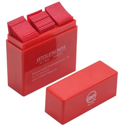 300 feuilles de papier d'articulation dentaire bicolore rouge et bleu, bandes de marques de morsure 55 x 18 mm, outils dentaires pour le contrôle de l'occlusion