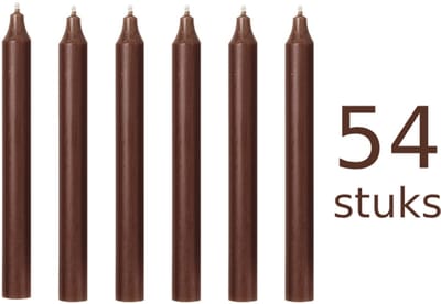 Broste Copenhagen hoge kwaliteits Donkerbruin dinerkaarsen 100% Oekö-tex katoenen lont, RAL gecertificeerde paraffine Ø 2,1 x 20 cm 54 stuks