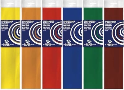 6x Crepe papier gekleurd basis pakket 250 x 50 cm - Knutselen met papier - Knutselspullen