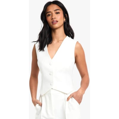 boohoo Dames Petite Essential Gilet | Ivory | Maat: 16