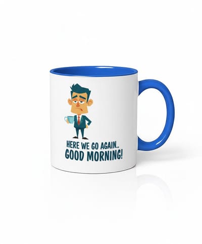 Here We Go Again" Koffiemok - Cartoon Business Man - Ideaal voor Koffie en Thee