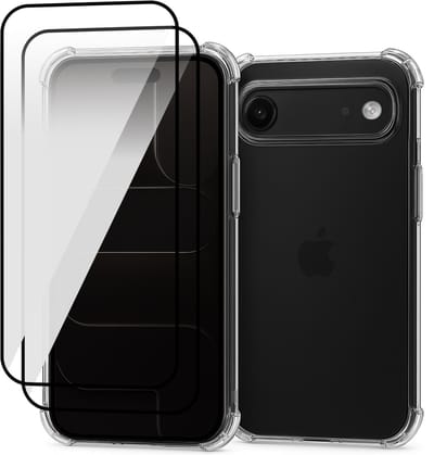 Hoesje geschikt voor iPhone 17 Air - 2x Screenprotector Volledig Dekkend Glas - Shockproof Transparant