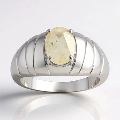 Cavill - Zilveren Ring met 0,978 ct Oregon Zonnesteen - 925 Sterlingzilver Rhodium - Ovaal - Elegante Brede Band - Handgemaakte Edelsteen