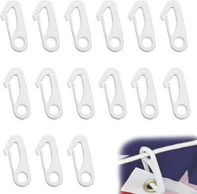 15-delige set vlaggenmast clips, windbestendige carabiners en nylon touw accessoires voor tuinvlaggen en bevestiging