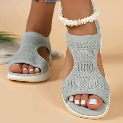 Breien Mesh Vrouwen Sandalen Platform Flats Schoenen Sneakers Strand Sport Slippers Zomer 2024 Mode Nieuwe Wandelen Vrouwelijke Slides 38 gray
