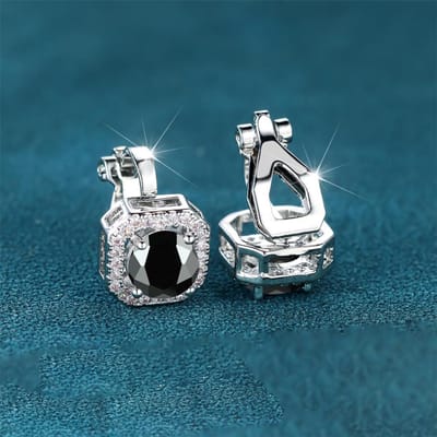 Schattige Fmeale Blauwe Vuur Opale Steen Vierkante Clip Oorbellen Vintage Kleur Bruiloft Sieraden Voor Vrouwen white