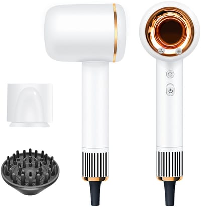 Fohn met Diffuser - Ionische Haardroger Krullen - 2000W - 2 Magnetische Opzetstukken - 12 standen, 2 Snelheden - O'dor