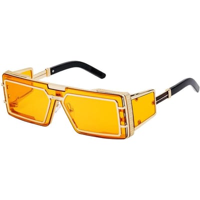 Nouveaux Lunettes de Soleil Carrées en Métal Steampunk Punk Protection UV400 Design de Marque de Luxe pour Hommes Femmes Lunettes de Mode d'Extérieur