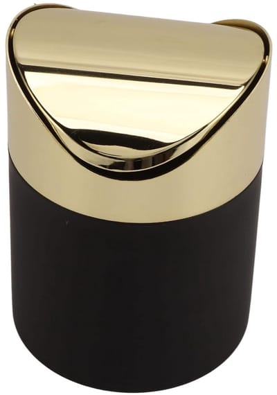 Tafel prullenbak roestvrij staal, met gouden deksel, vingerafdrukbestendig. Geschikt voor kantoor, keuken en badkamer.
