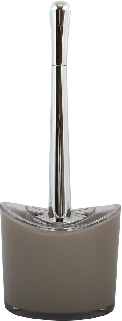 MSV Toiletborstel in houder/wc-borstel Aveiro - PS kunststof/rvs - beige/zilver - 37 x 14 cm