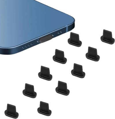 10 stuks siliconen afdekking, stofstekker, zwarte stofstekker, stofstekker, compatibel met iPhone 14 Pro Max 13 Plus 12 11 X Mini iPad en Airpods