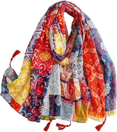 Etnische Stijl Sjaal - Linnen Gevoel - Strand Dagen - Met Tassel Franjes - 50g - Zoals Afgebeeld