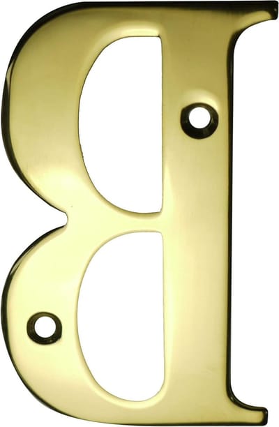 Huisnummer Letter B - Adresnummer Deur - Huis Markeren - Roestvrij Staal - 3 Inch Hoog - PVD Goud