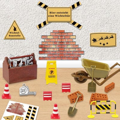Houten Bouwplaats Gereedschapset voor Kabouters en Poppenhuizen - 23 Delig Miniatuur Speelgoed