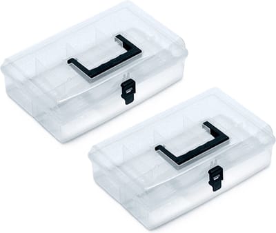 Kistenberg Sorteerbox koffer - 2x - 5 vaks - kunststof - transparant - 29 x 20 x 8.5 cm