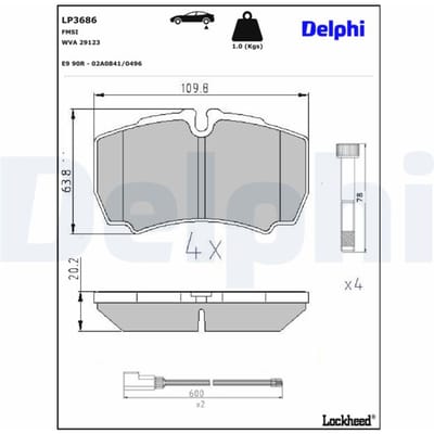 Remblokkenset, schijfrem DELPHI LP3686