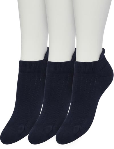 Bonnie Doon Sneaker Sokken Deluxe Dames Donker Blauw maat 36/42 - 3 paar - Badstof Binnenzool - Gladde teennaad - Comfortabele Elastische Bovenzijde - Zacht Hiel Kussen houdt Vuil tegen - Geschikt voor Sport - Sneakersokken - Dark Blue - OL2214023.1