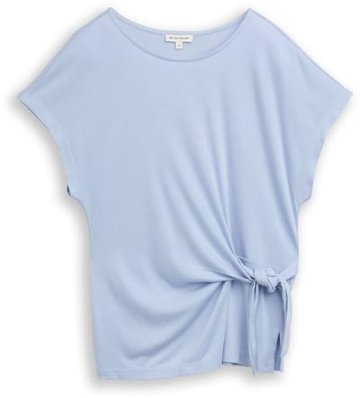 Tom Tailor - T-shirt met knoopdetail - Maat XXL - Kentucky Blue
