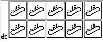 Roltrap omlaag sticker | 5 x 5 cm - 10 stuks per vel