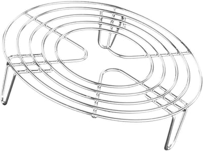 1 st. Rond stoomrek - Stoomrek van roestvrij staal - Keukenstatief - Multifunctioneel insteekbaar kookrek - Geschikt voor stomen/koelen/bakken - Poten van 16*7 hoog (zilver)