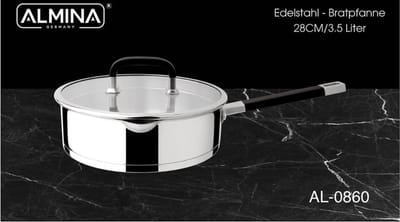 Almina Hapjespan met Deksel - Ø28 cm - Edelstaal - Met Deksel - 3,5L