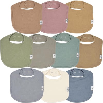 Set van 10 katoenen slabbetjes voor baby's jongens en meisjes