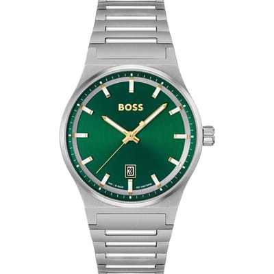 BOSS HB1514079 CANDOR Heren Horloge - Mineraalglas - Staal - Zilverkleurig - 41 mm breed - Quartz - Vouw/Vlindersluiting - 5 ATM (douchen)