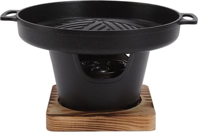 Dailygoods- Tafelgrill Rookloos - Draagbare BBQ Grill - Houtskoolgrill - Mini Tafelblad - Eikenhout/Aluminiumlegering - Binnendiameter 17 cm - Barbecue