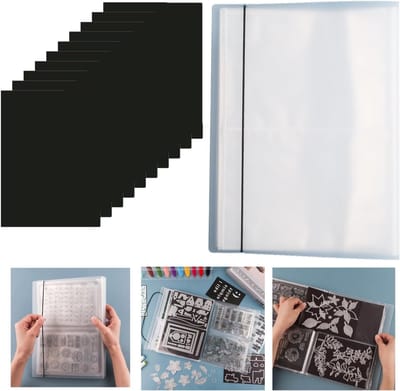 Grote doorzichtige sticker foto-opslagalbum met 20 pagina's; organizer map voor stempels en snijmallen met 10 rubberen magnetische vellen voor het maken van kaarten