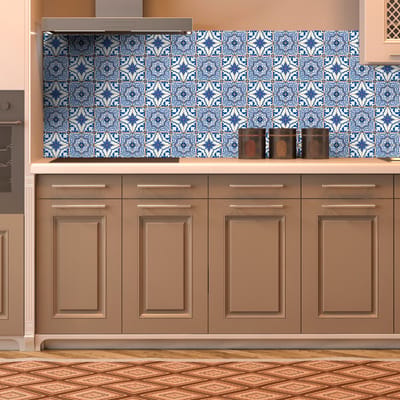 Zelfklevende tegelmuurstickers voor keuken en badkamer - 30 Javier Azulejos tegelstickers - 30 stickers 20x20cm