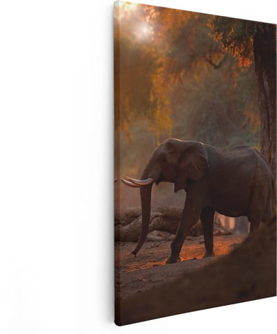 Artaza Canvas Schilderij Olifant - 80x120 cm - Groot - Wanddecoratie Dieren - Muurdecoratie Afrika - Schilderijen Op Canvas