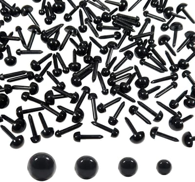 JHUBERS- Veiligheidsogen Zwart - 480 Stuks - Kunststof - 3/4/5/6 mm - Poppenogen - DIY Handwerk - Geschikt voor Marionetten