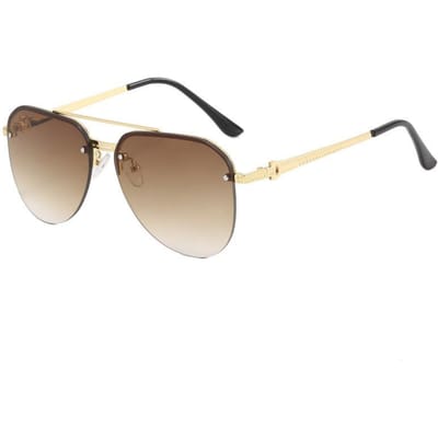 Nouvelle Mode Élégante Mode Alliage Métal Monture Demi-Cercle Lunettes de Soleil Protection Solaire Activité Extérieure Adultes Femmes Classique Intemporel Double Pont