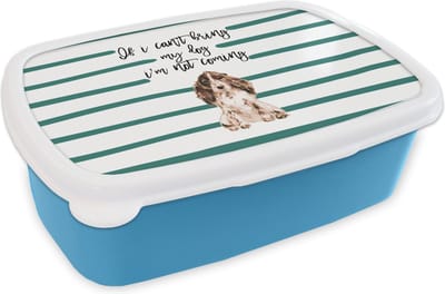 Broodtrommel Blauw - Lunchbox - Brooddoos - Quotes - Spreuken - If I can't bring my dog I'm not coming - Honden - 18x12x6 cm - Kinderen - Jongen