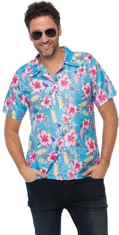 Partychimp Luxe Hawaii Blouse Mannen Carnavalskleding Heren Foute Party Verkleedkleren Volwassenen Toppers 2026 Summer is Magic- Polyester - Blauw - Maat M