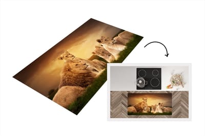 Keukenloper - Loper keuken - Leeuwen - Gras - Lucht - 120x60 cm - Keukenloper vinyl