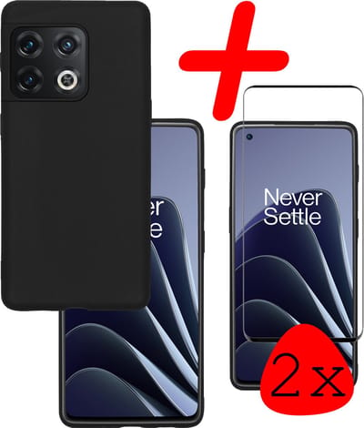 Hoesje Met 2x Screenprotector - Geschikt voor OnePlus 10 Pro - Sterk & Shockproof - Back Cover - Siliconen Case - Telefoon Hoes - Zwart