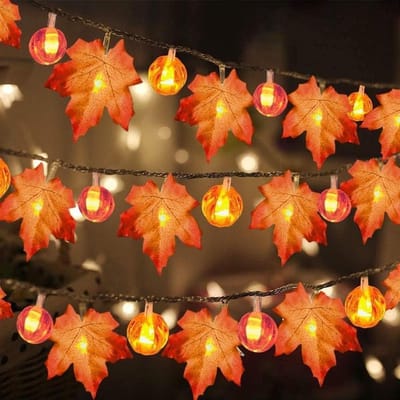 Pompoen lichtketting - Esdoornblad 6 m 40 leds - Halloween herfstlichtketting - Herfstfeest decoratie - Esdoornbladeren slinger